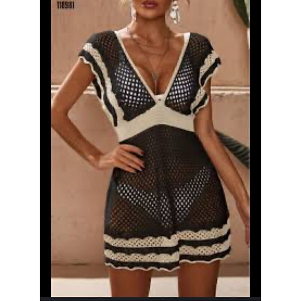 Swim cover up crotchet 2 tone color XL